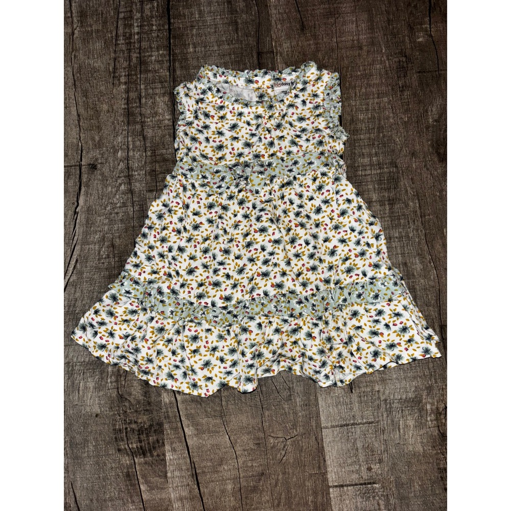 Daisy Fuentes Baby Girl Floral Ruffle Tiered Sleeveless Dress White Blue 12M